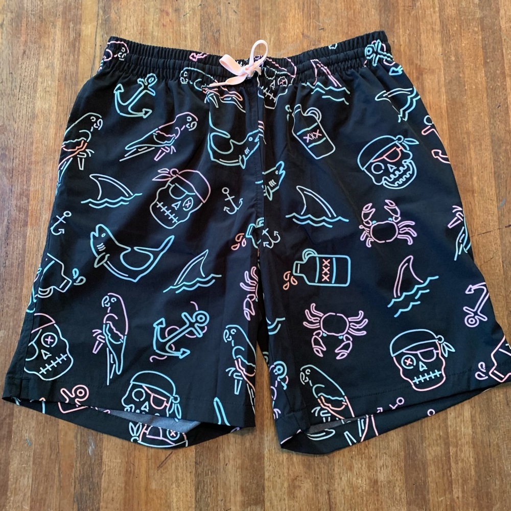 Chubbies black pirate swim trunks size L